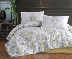 Clasy Pamuk Dört Mevsim 200 x 220 cm Şal Desen Çift Kişilik Nevresim Takımı Gri