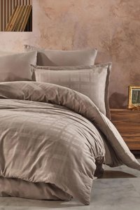 Clasy Ranforce Dört Mevsim 200 x 220 cm Fitilli Çift Kişilik Nevresim Takımı Kahverengi