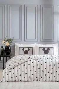 Özdilek Pamuk Kışlık 200 x 220 cm Lastikli Çizgi Kahraman Çift Kişilik Nevresim Takımı Gri