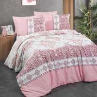 T.Concept Pamuk Polyester Dört Mevsim 200 x 220 cm Etnik Çift Kişilik Nevresim Takımı Pembe