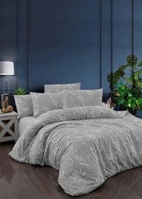T.Concept Pamuk Polyester Dört Mevsim 200 x 220 cm Desenli Çift Kişilik Nevresim Takımı Gri