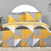 Karaca Home Pamuk Dört Mevsim 200 x 220 cm Desenli Çift Kişilik Nevresim Takımı Gri Sarı