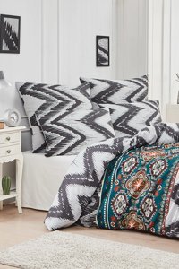 Mislina Home Pamuk Dört Mevsim 200 x 220 cm İskandinav Çift Kişilik Nevresim Takımı Yeşil