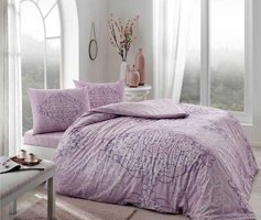 Taç Ranforce Dört Mevsim 200 x 220 cm Desenli Çift Kişilik Nevresim Takımı Lila
