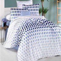 T.Concept Pamuk Polyester Dört Mevsim 200 x 220 cm Puantiyeli Çift Kişilik Nevresim Takımı Mavi