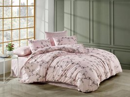 Nevresim Dünyası Pamuk Polyester Dört Mevsim 200 x 220 cm Çiçekli Çift Kişilik Nevresim Takımı Pudra