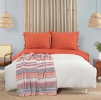 Karaca Home Pamuk Yazlık 200 x 220 cm Düz Çift Kişilik Nevresim Takımı Beyaz Kiremit