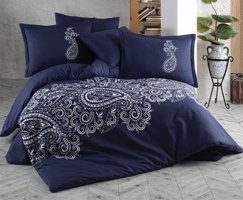 Nevresim Dünyası Ranforce Dört Mevsim 200 x 220 cm Şal Desen Çift Kişilik Nevresim Takımı Lacivert