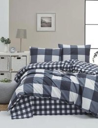 Ete Hometex Ranforce Dört Mevsim 200 x 220 cm Pötikareli Çift Kişilik Nevresim Takımı Lacivert