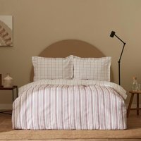 Karaca Home Pamuk Dört Mevsim 200 x 220 cm Çizgili Çift Kişilik Nevresim Takımı Bordo