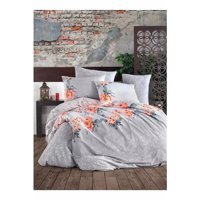 New Home Pamuk Kışlık 200 x 220 cm Çiçekli Çift Kişilik Nevresim Takımı Gri