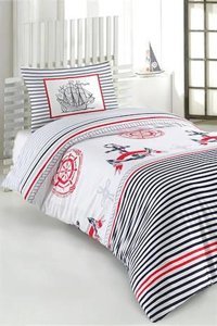 T.Concept Pamuk Polyester Dört Mevsim 200 x 220 cm Çizgili Çift Kişilik Nevresim Takımı Beyaz Siyah