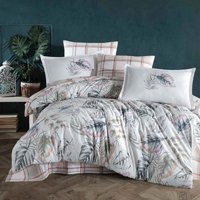 Clasy Ranforce Dört Mevsim 200 x 220 cm Yaprak Çift Kişilik Nevresim Takımı Yeşil