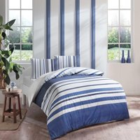 Taç Ranforce Dört Mevsim 200 x 220 cm Lastikli Geometrik Çift Kişilik Nevresim Takımı Lacivert