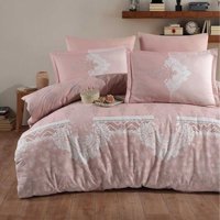Clasy Ranforce Dört Mevsim 200 x 220 cm Şal Desen Çift Kişilik Nevresim Takımı Pudra