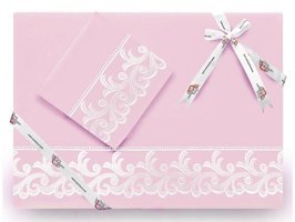 Çeyiz Diyarı Pamuk Dört Mevsim 200 x 225 cm Güpür Çift Kişilik Nevresim Takımı Pudra