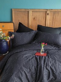 İssimo Home Pamuk Saten Dört Mevsim 240 x 260 cm Desenli Çift Kişilik Nevresim Takımı Siyah