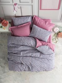 Nevresim Dünyası Ranforce Dört Mevsim 200 x 220 cm Leopar Çift Kişilik Nevresim Takımı Gül Kurusu