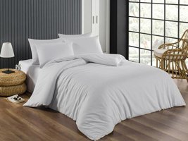 Ete Hometex Pamuk Saten Dört Mevsim 200 x 220 cm Çizgili Çift Kişilik Nevresim Takımı Beyaz