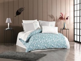 Hobby Pamuk Dört Mevsim 200 x 220 cm Çiçekli Çift Kişilik Nevresim Takımı Turkuaz