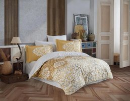Nevresim Dünyası Pamuk Dört Mevsim 200 x 220 cm Desenli Çift Kişilik Nevresim Takımı Gold