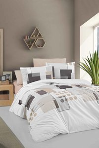 Depomaxx Ranforce Dört Mevsim 200 x 220 cm Lastikli Geometrik Çift Kişilik Nevresim Takımı Çok Renkli