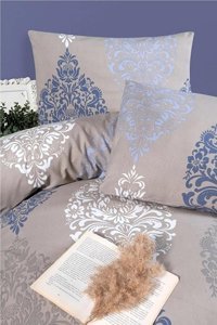 Mulberry Pamuk Polyester Dört Mevsim 200 x 220 cm Osmanlı Çift Kişilik Nevresim Takımı Gri