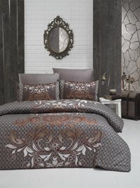 Komfort Home Pamuk Saten 200 x 220 cm Çiçekli Çift Kişilik Nevresim Takımı Kahverengi Krem