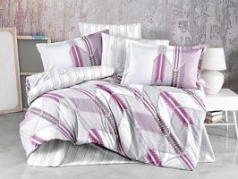 Nevresim Dünyası Ranforce Dört Mevsim 200 x 220 cm Şal Desen Çift Kişilik Nevresim Takımı Açık Gri