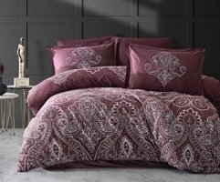 Clasy Ranforce Dört Mevsim 200 x 220 cm Şal Desen Çift Kişilik Nevresim Takımı Gül Kurusu