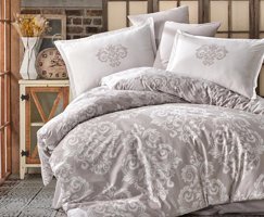 Clasy Ranforce Dört Mevsim 200 x 220 cm Şal Desen Çift Kişilik Nevresim Takımı Krem