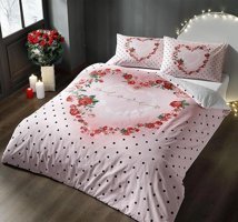 Nevresim Dünyası Pamuk Dört Mevsim 200 x 220 cm Desenli Çift Kişilik Nevresim Takımı Pembe