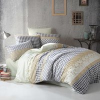 T.Concept Pamuk Polyester Dört Mevsim 200 x 220 cm Geometrik Çift Kişilik Nevresim Takımı Gri