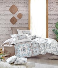 Nevresim Dünyası Pamuk Dört Mevsim 200 x 220 cm Battaniyeli Düz Çift Kişilik Nevresim Takımı Bej