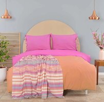 Karaca Home Pamuk Yazlık 200 x 220 cm Düz Çift Kişilik Nevresim Takımı Pembe Turuncu