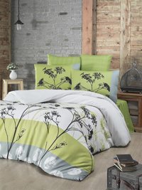Komfort Home Pamuk Polyester 200 x 220 cm Çiçekli Çift Kişilik Nevresim Takımı Yeşil