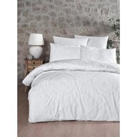 T.Concept Pamuk Dört Mevsim 200 x 220 cm Etnik Çift Kişilik Nevresim Takımı Beyaz