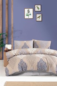 Mulberry Pamuk Polyester Dört Mevsim 200 x 220 cm Etnik Çift Kişilik Nevresim Takımı Gri
