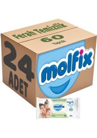 Molfix İzotonik Sulu Ferah Temizlik 60 Yaprak 24'lü Paket Islak Mendil