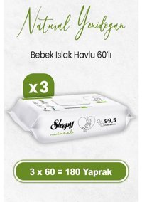 Sleepy Natural Yenidoğan 60 Yaprak 3'lü Paket Islak Mendil