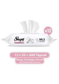 Sleepy Yenidoğan Devam 50 Yaprak 12'li Paket Islak Mendil