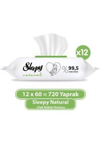 Sleepy Natural Yenidoğan 60 Yaprak 12'li Paket Islak Mendil