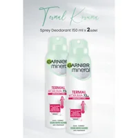 Garnier Mineral Termal Koruma Arındırıcı Etki Pudrasız Ter Önleyici Antiperspirant Sprey Unisex Deodorant 2x150 ml