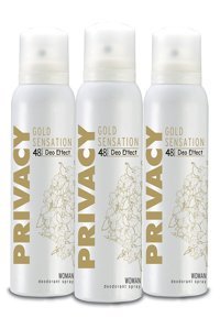 Privacy Gold Sensation Pudrasız Ter Önleyici Sprey Kadın Deodorant 3x150 ml