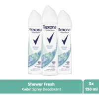 Rexona Shower Fresh Pudrasız Ter Önleyici Antiperspirant Sprey Kadın Deodorant 3x150 ml