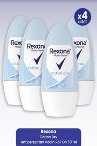 Rexona Cotton Dry Pudrasız Ter Önleyici Antiperspirant Roll-On Kadın Deodorant 4x50 ml