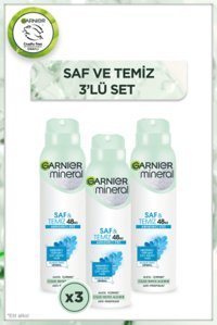 Garnier Mineral Saf & Temiz Pudrasız Ter Önleyici Antiperspirant Sprey Unisex Deodorant 3x150 ml