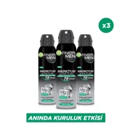 Garnier Magnezyum Ultra Kuru Pudrasız Ter Önleyici Antiperspirant Sprey Erkek Deodorant 3x150 ml