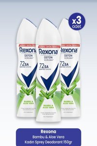 Rexona Bambu&Aloe Vera Pudrasız Ter Önleyici Antiperspirant Sprey Kadın Deodorant 3x150 ml