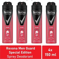 Rexona Men Guard Pudrasız Ter Önleyici Antiperspirant Sprey Erkek Deodorant 4x150 ml